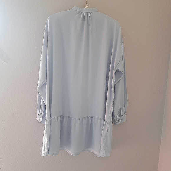 Elizabeth and James Collarless Shirt Dress Blue XL - Picture 6 of 16